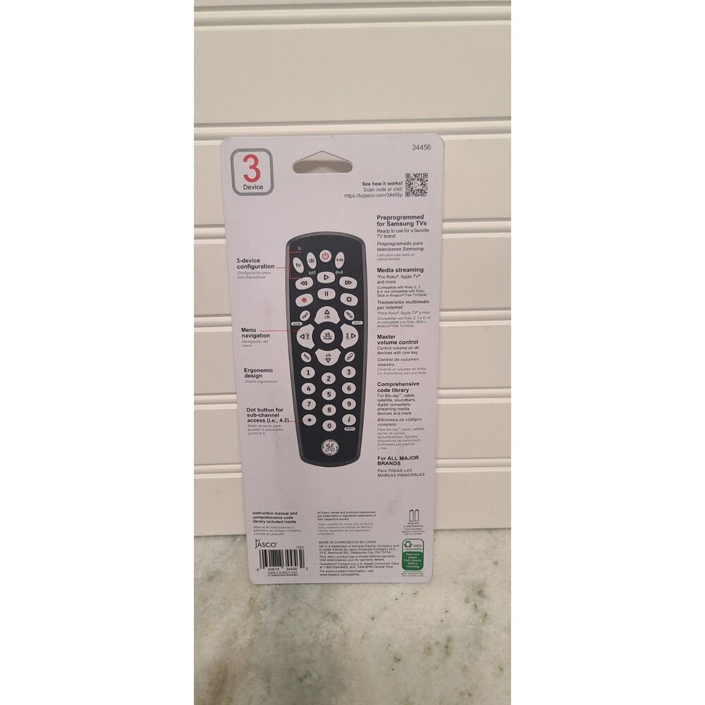 GE Universal Remote Control 3 Device - Picture 2 of 2